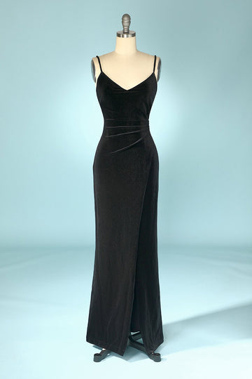 Vestido de fiesta de noche de terciopelo negro